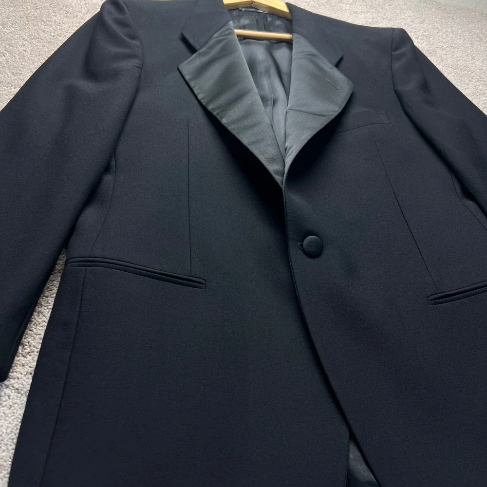 Vintage Mani‎ by Giorgio Armani Black Wool Tuxedo Jacket Satin Peak 40R Italy